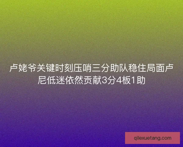 卢姥爷关键时刻压哨三分助队稳住局面卢尼低迷依然贡献3分4板1助